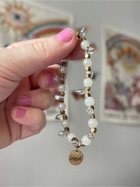 Erimish Beaded Bracelet - White and Gold